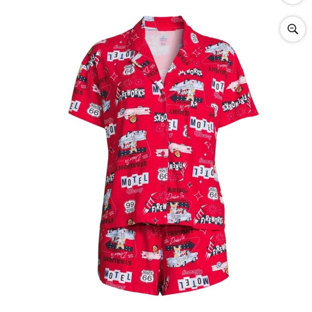 Way to Celebrate Womens Americana Shorty Pajama Set 2-Pc Size 3XL Red Retro NWT
